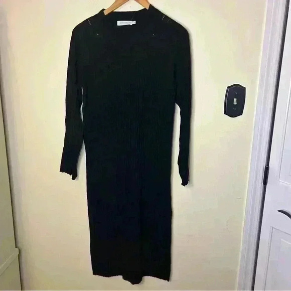 All in Favor Wool Blend Midi Sweater Dress Long Sleeve Black Size S - Picture 1 of 8